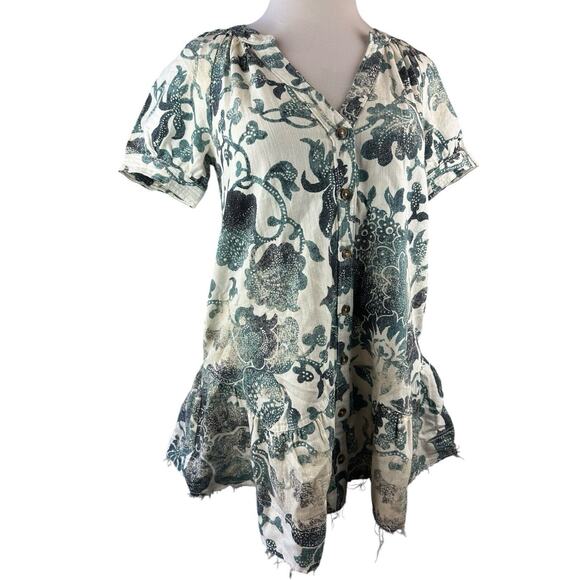NWT Anthropologie x Pilcro Printed Puff Sleeve Dress Cotton Linen Blend Small - Picture 3 of 16